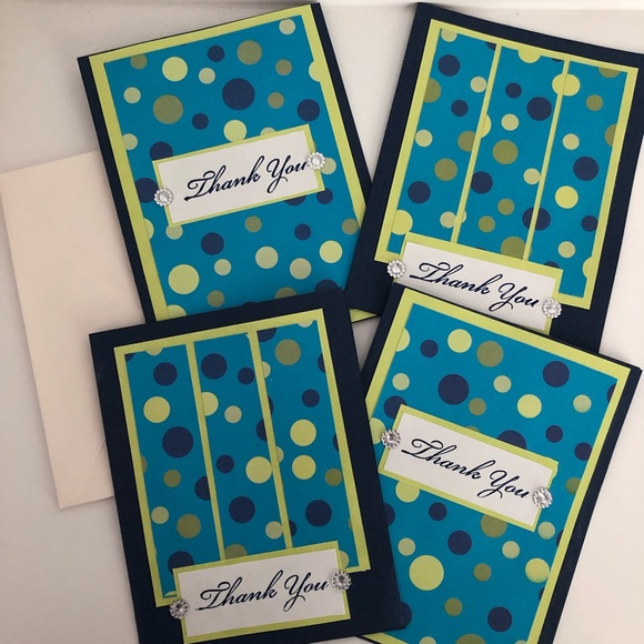 3/$20 NEW 4 Hand Crafted Thank You Cards Blank Inside With Envelopes - Picture 5 of 5